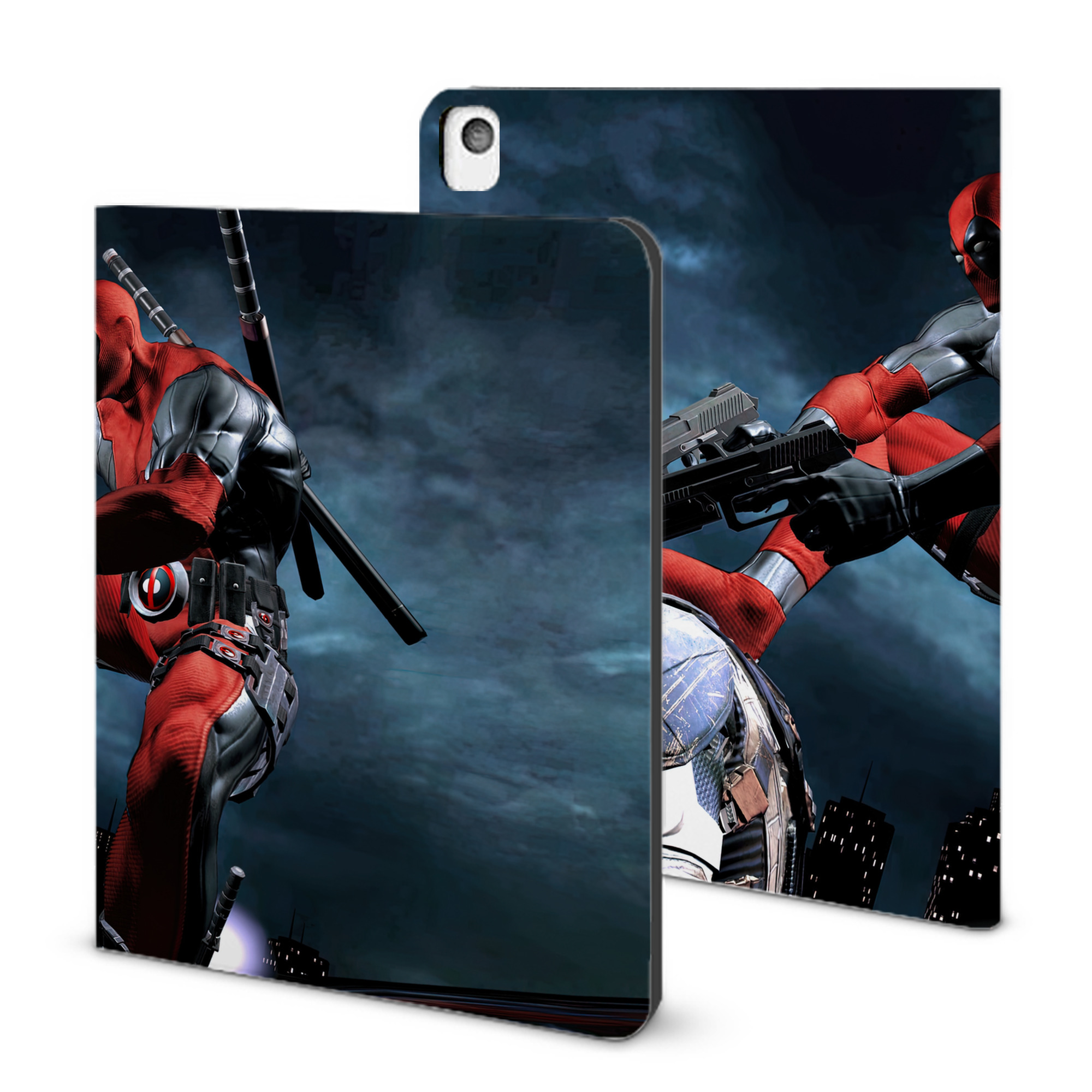 （画像用） Deadpool デッドプール IPadケース ペンホルダー付き ブックスタイルデザイン